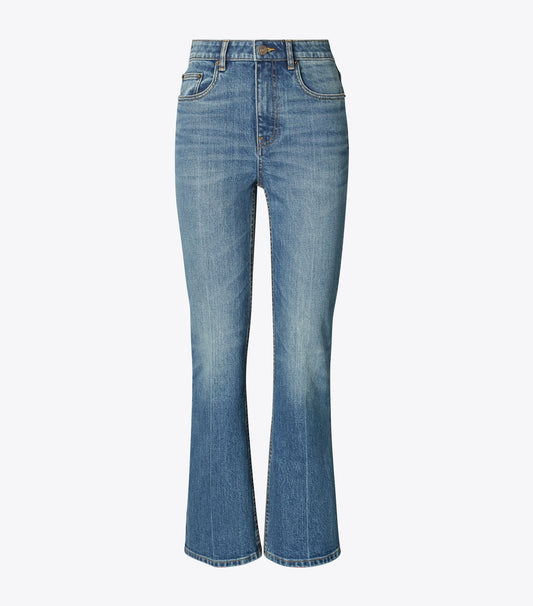 Tory Burch Cropped Flare Jean - Medium Vintage Wash