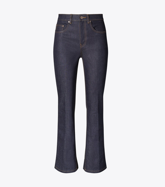 Tory Burch Cropped Flare Jeans - Raw/Unwashed