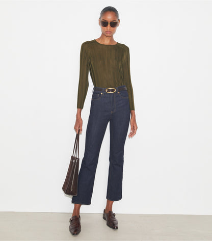 Tory Burch Cropped Flare Jeans - Raw/Unwashed