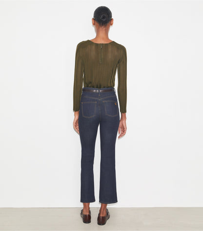 Tory Burch Cropped Flare Jeans - Raw/Unwashed