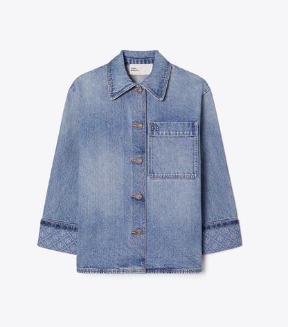 Tory Burch Denim Barn Jacket - Light Vintage Wash