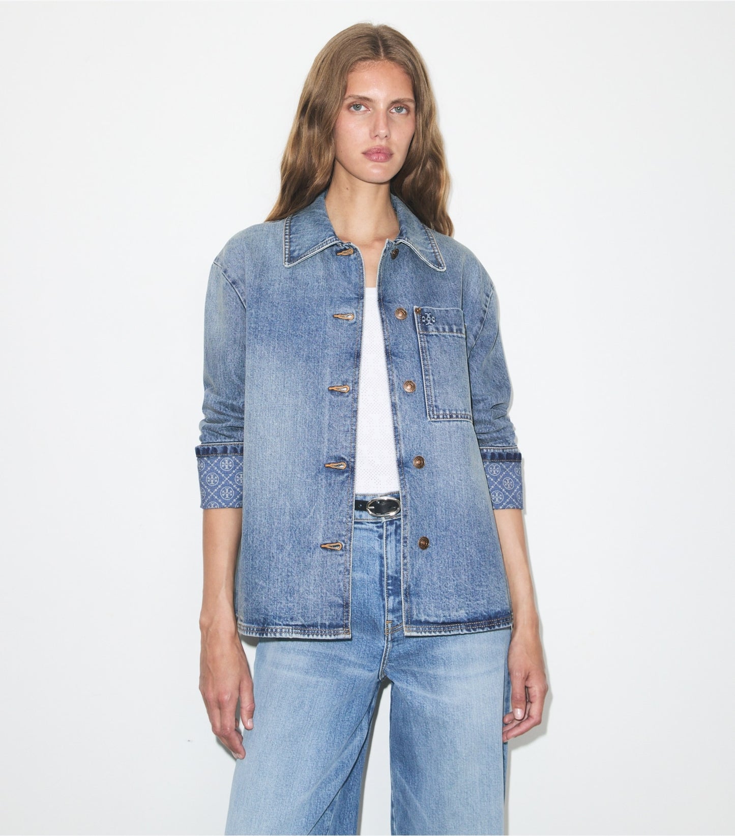 Tory Burch Denim Barn Jacket - Light Vintage Wash
