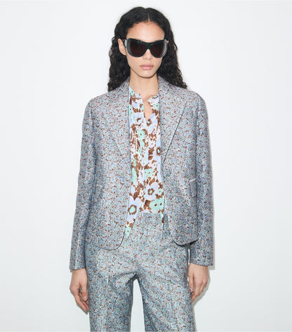 Tory Burch Jacquard Blazer - Blue Floral