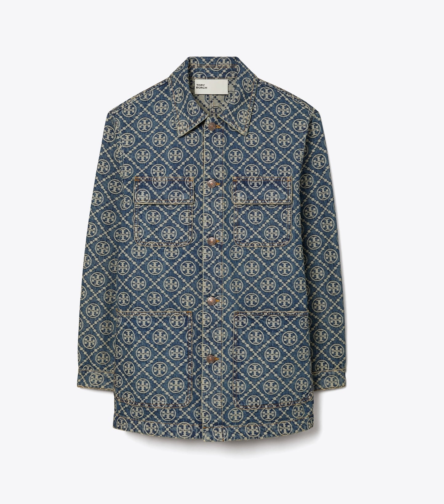 Tory Burch Denim Cargo Barn Jacket - T-Monogram Vintage Wash