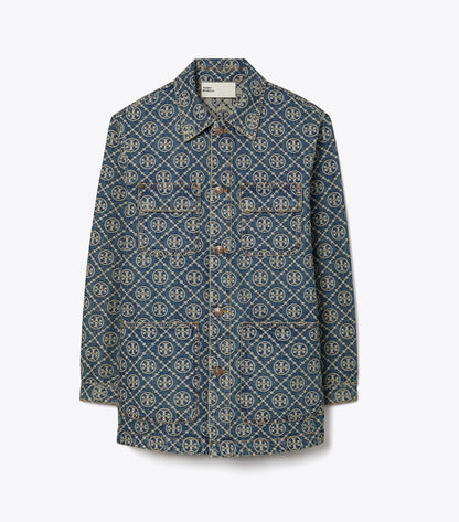 Tory Burch Denim Cargo Barn Jacket - T-Monogram Vintage Wash