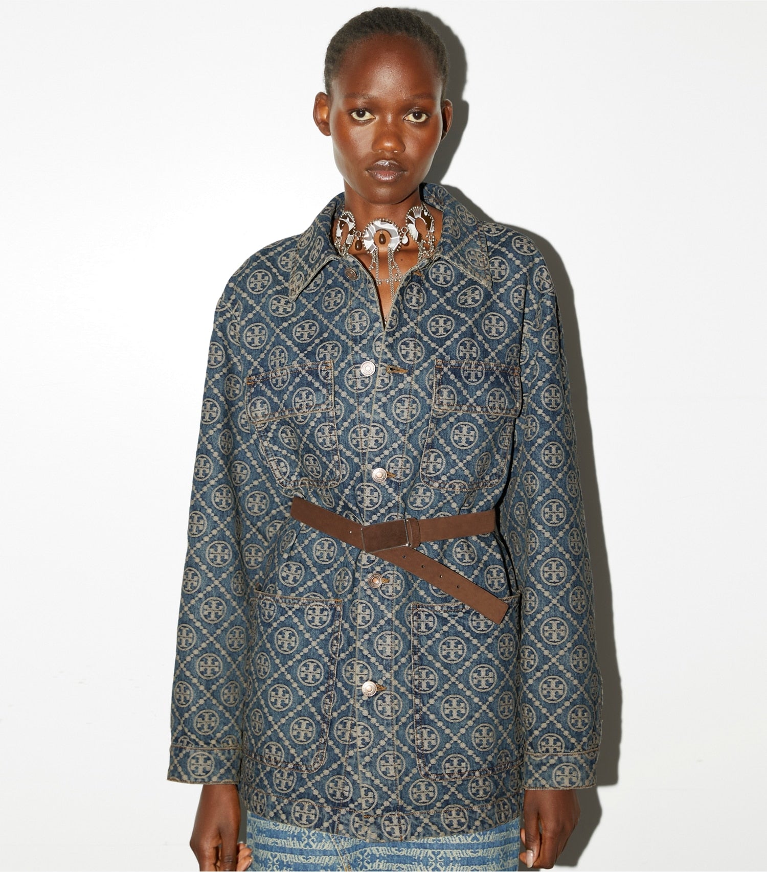 Tory Burch Denim Cargo Barn Jacket - T-Monogram Vintage Wash