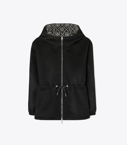 Tory Burch T Monogram Reversible Jacquard Anorak - Black/Gray T Monogram