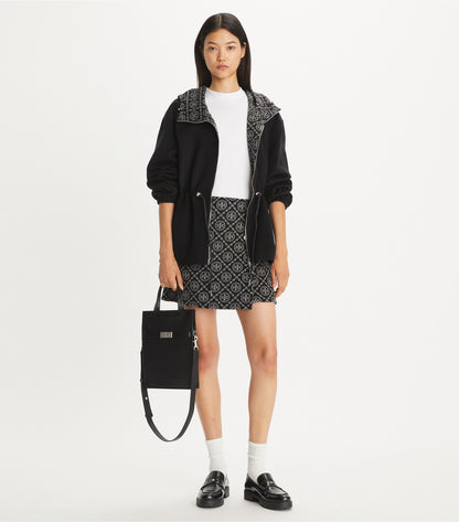 Tory Burch T Monogram Reversible Jacquard Anorak - Black/Gray T Monogram