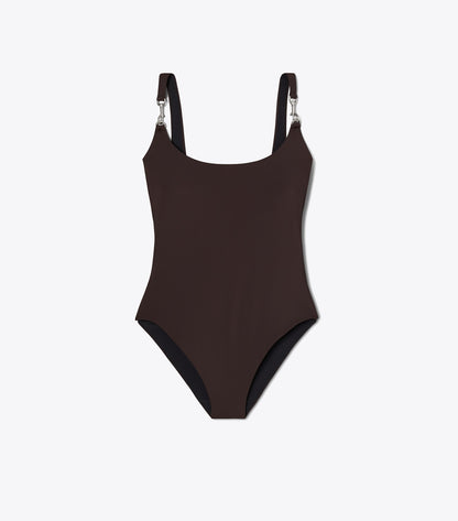 Tory Burch Clip Tank Swimsuit - Dark Brown