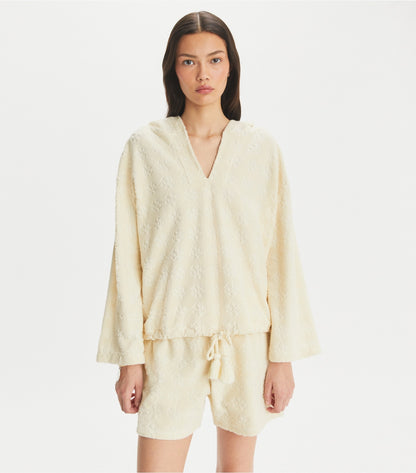 Tory Burch Terry Jacquard Logo Hoodie - New Ivory