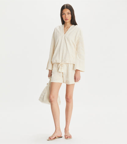 Tory Burch Terry Jacquard Logo Hoodie - New Ivory