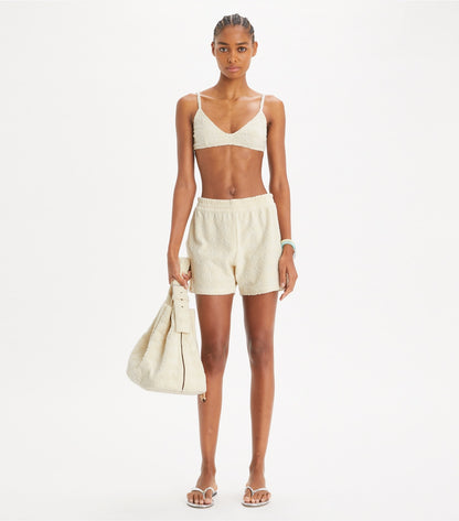 Tory Burch Terry Jacquard Logo Short - New Ivory