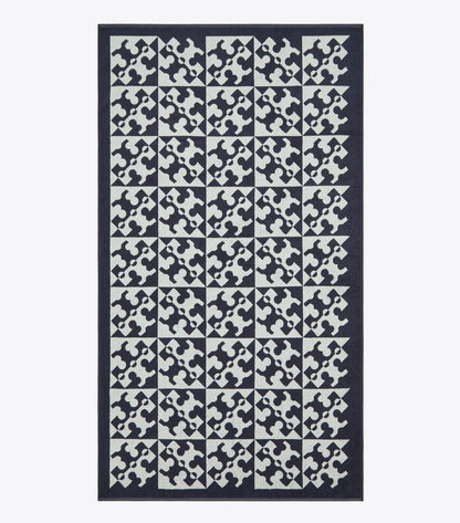 Tory Burch Diagonal T Jacquard Towel - Navy