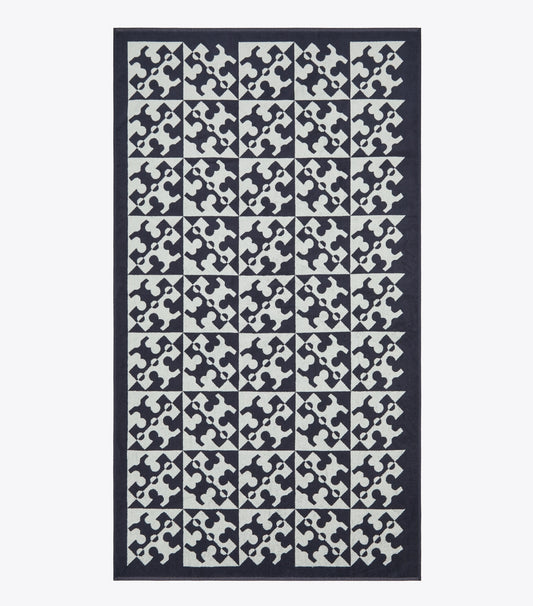 Tory Burch Diagonal T Jacquard Towel - Navy