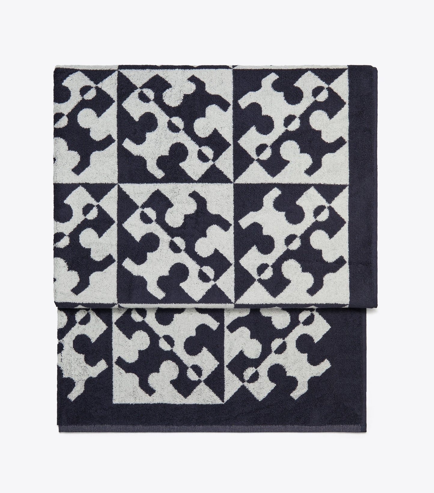 Tory Burch Diagonal T Jacquard Towel - Navy