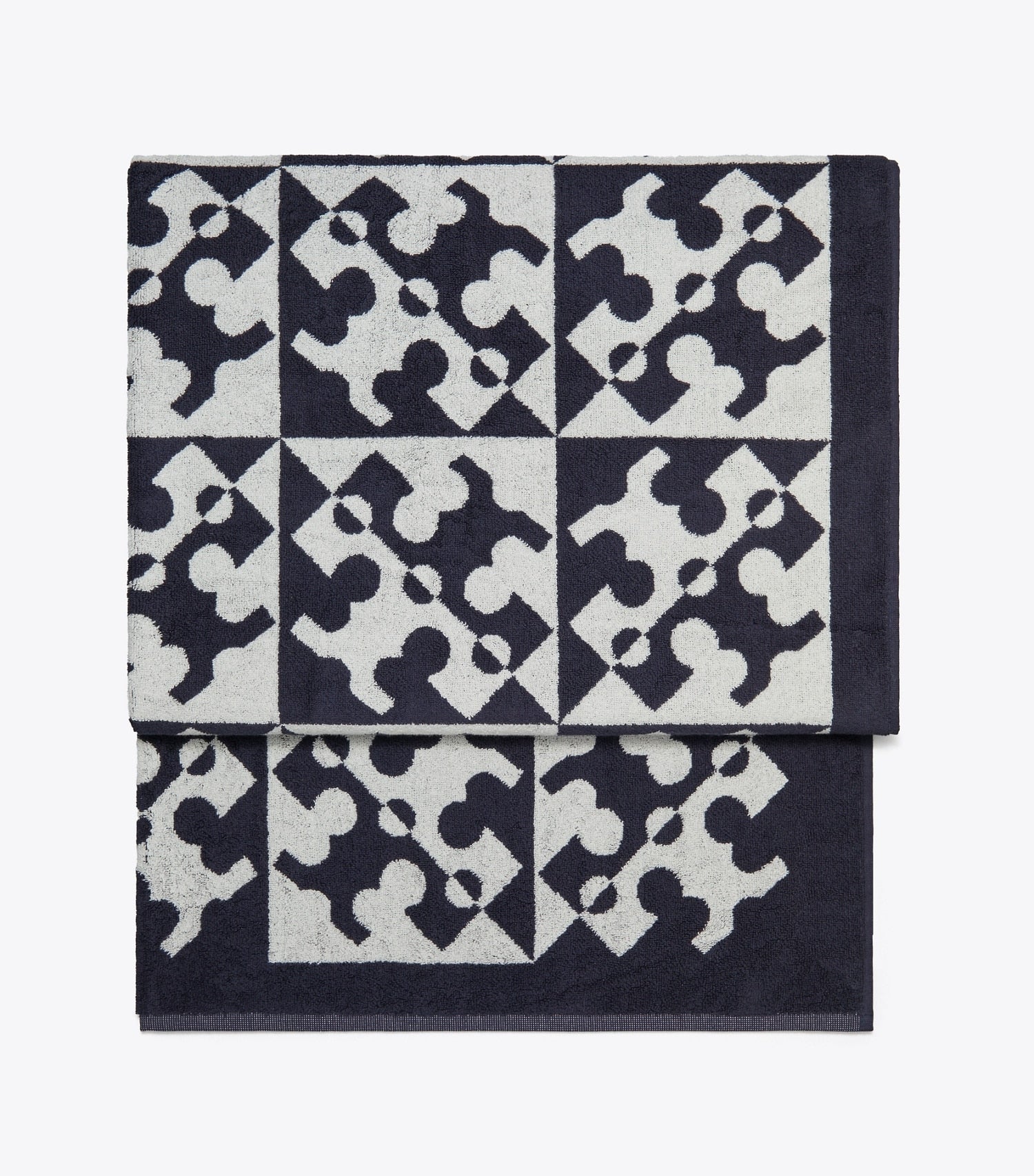 Tory Burch Diagonal T Jacquard Towel - Navy