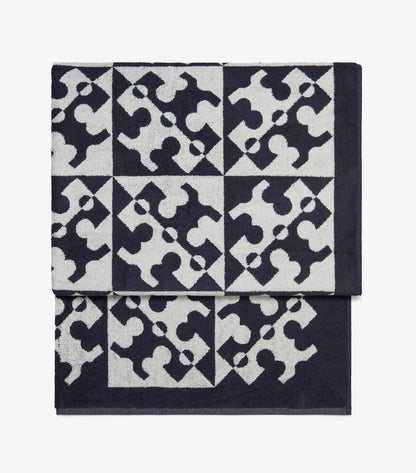 Tory Burch Diagonal T Jacquard Towel - Navy