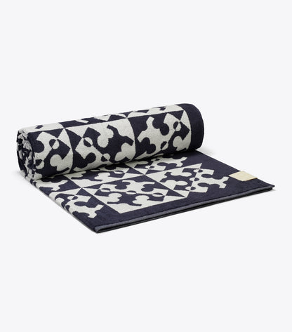 Tory Burch Diagonal T Jacquard Towel - Navy