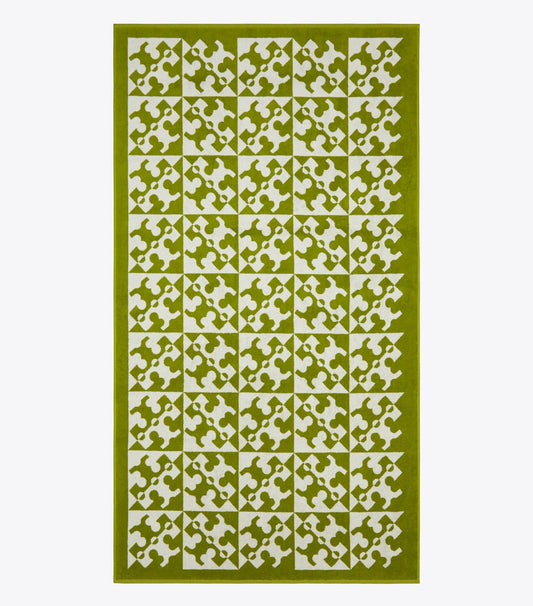 Tory Burch Diagonal T Jacquard Towel - Green
