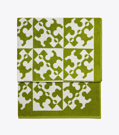Tory Burch Diagonal T Jacquard Towel - Green