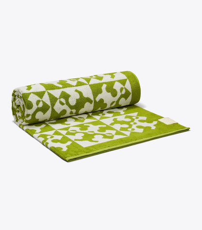 Tory Burch Diagonal T Jacquard Towel - Green