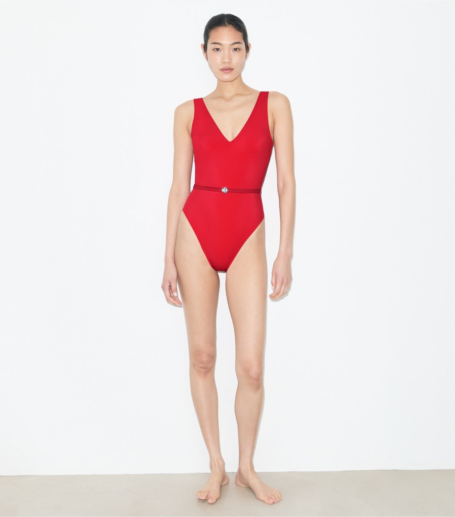 Tory Burch Belted Swimsuit - Bright Red