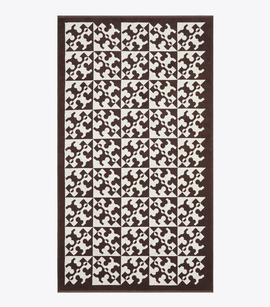 Tory Burch Diagonal T Jacquard Towel - Brown
