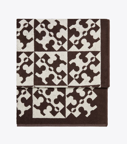 Tory Burch Diagonal T Jacquard Towel - Brown