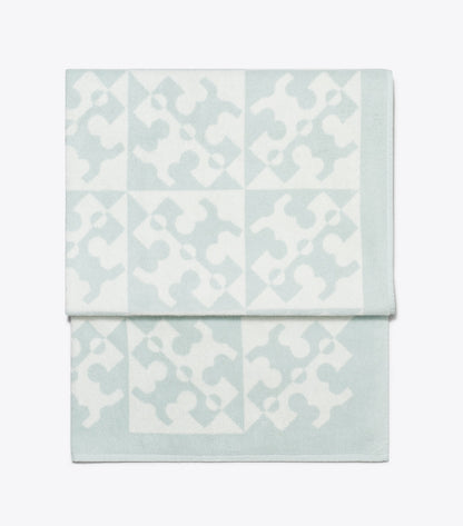 Tory Burch Diagonal T Jacquard Towel - Light Blue