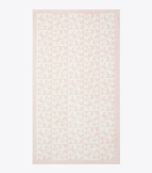 Tory Burch Diagonal T Jacquard Towel - Pink