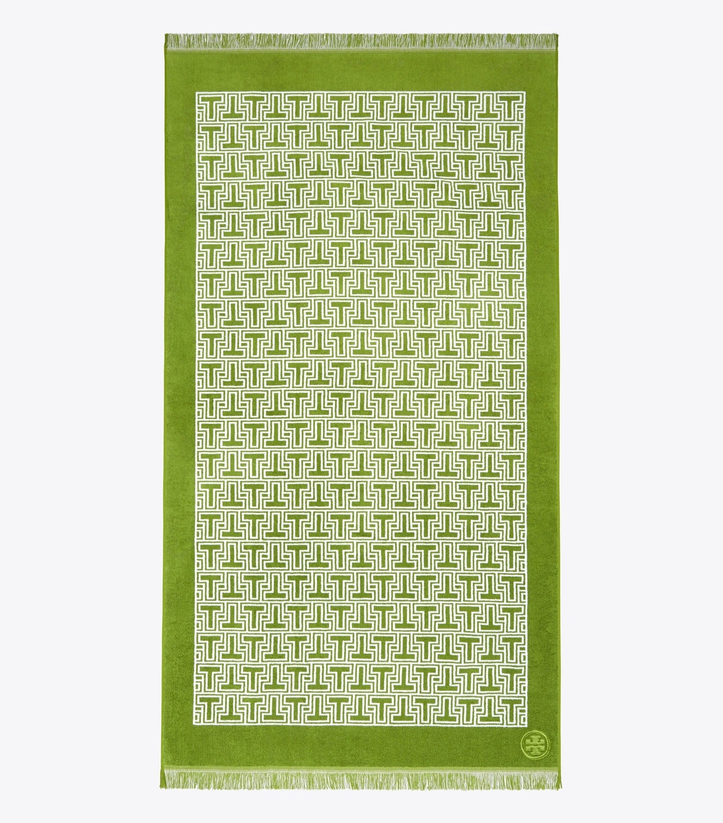 Tory Burch T-Tile Beach Towel - Spring Leaf/White
