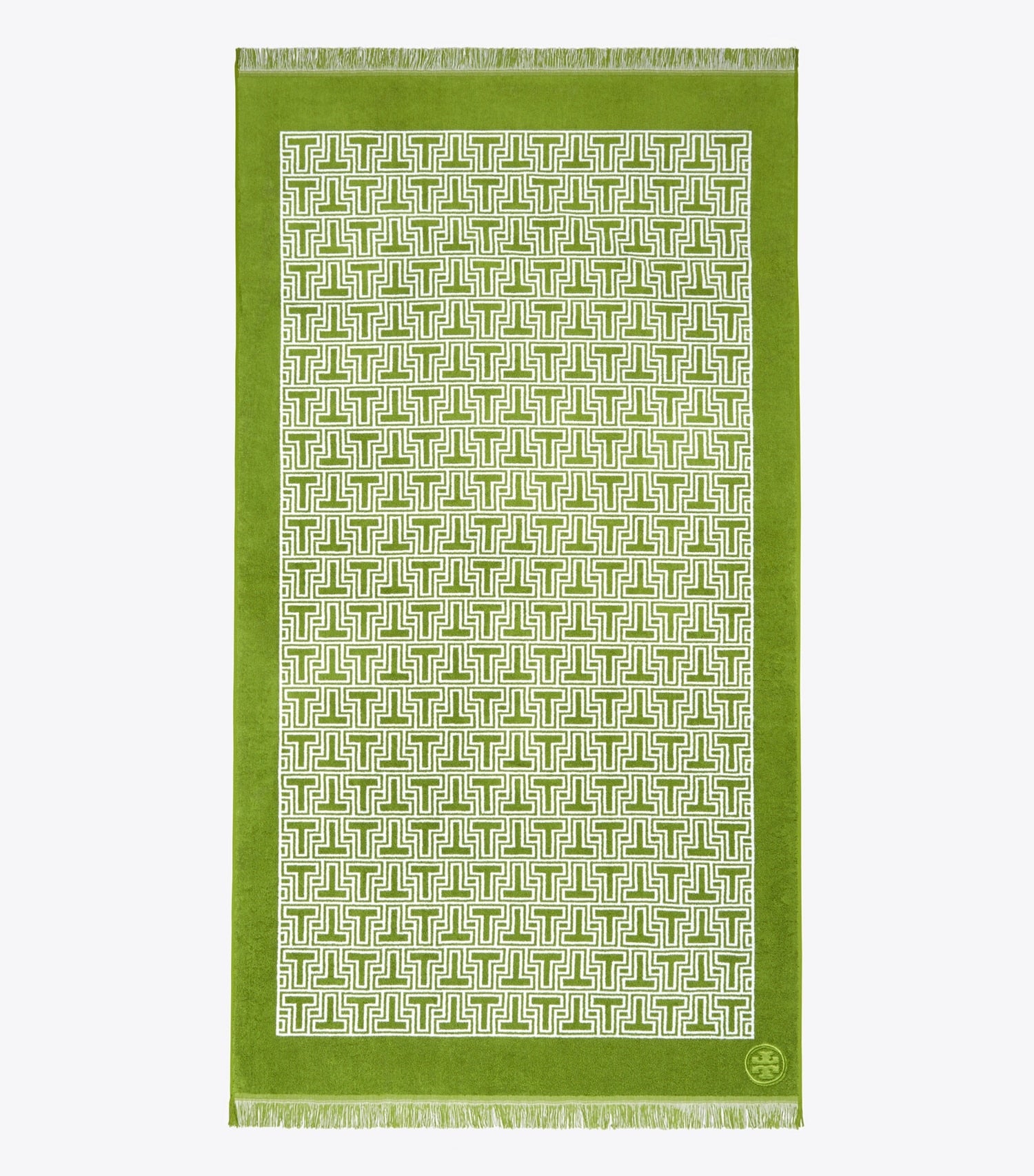 Tory Burch T-Tile Beach Towel - Spring Leaf/White