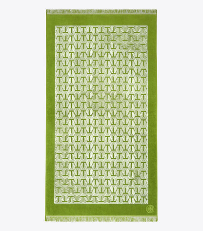 Tory Burch T-Tile Beach Towel - Spring Leaf/White