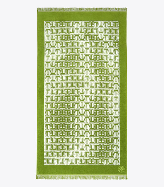 Tory Burch T-Tile Beach Towel - Spring Leaf/White