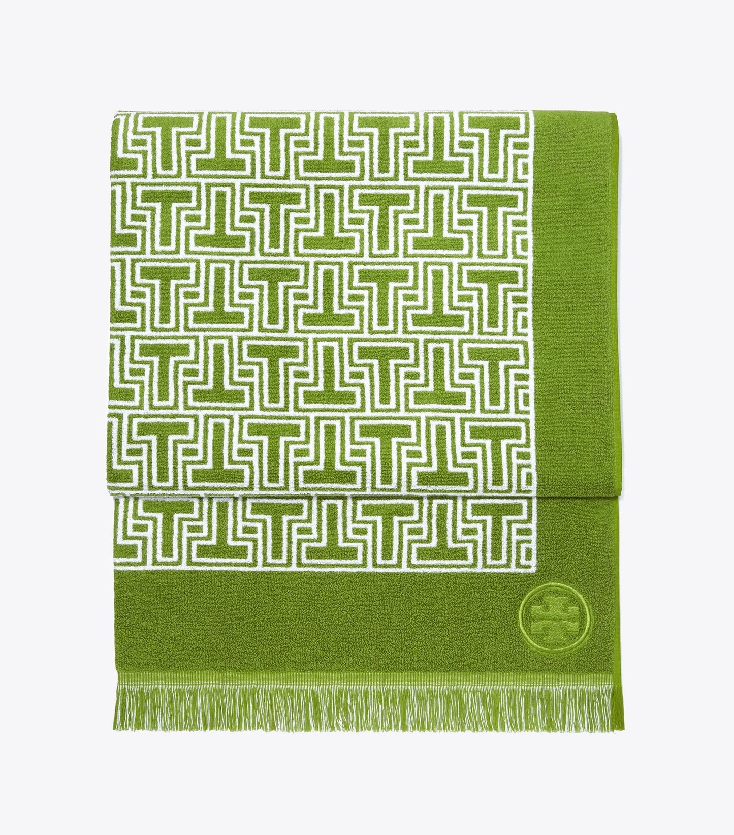 Tory Burch T-Tile Beach Towel - Spring Leaf/White