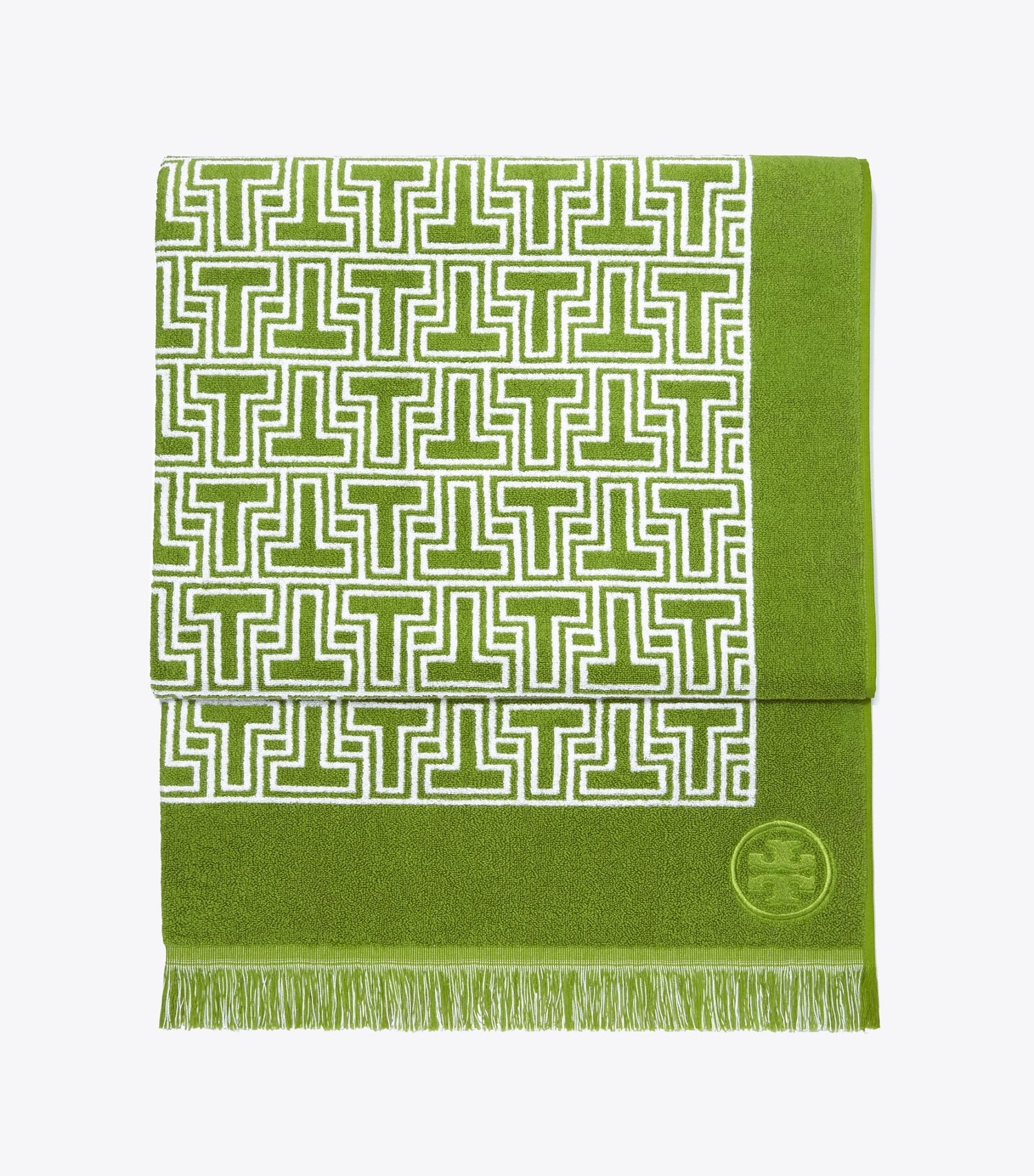 Tory Burch T-Tile Beach Towel - Spring Leaf/White