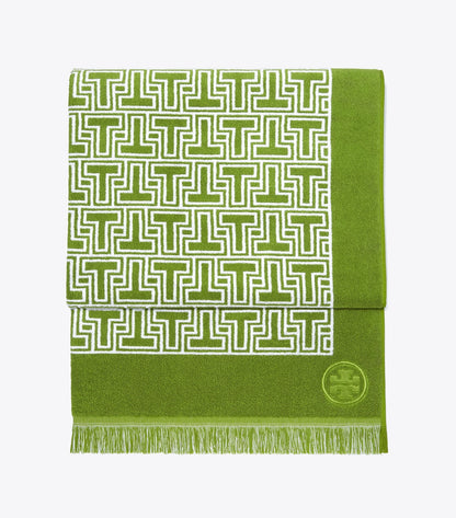 Tory Burch T-Tile Beach Towel - Spring Leaf/White