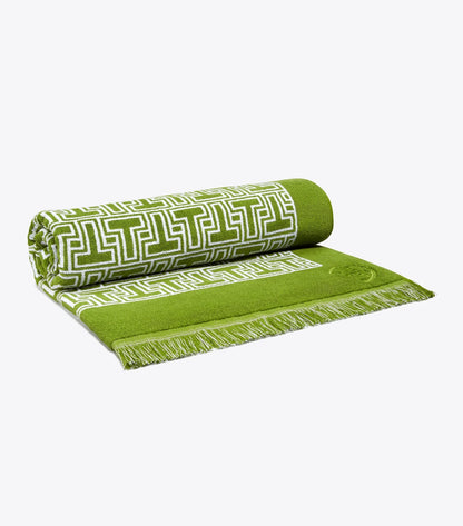 Tory Burch T-Tile Beach Towel - Spring Leaf/White