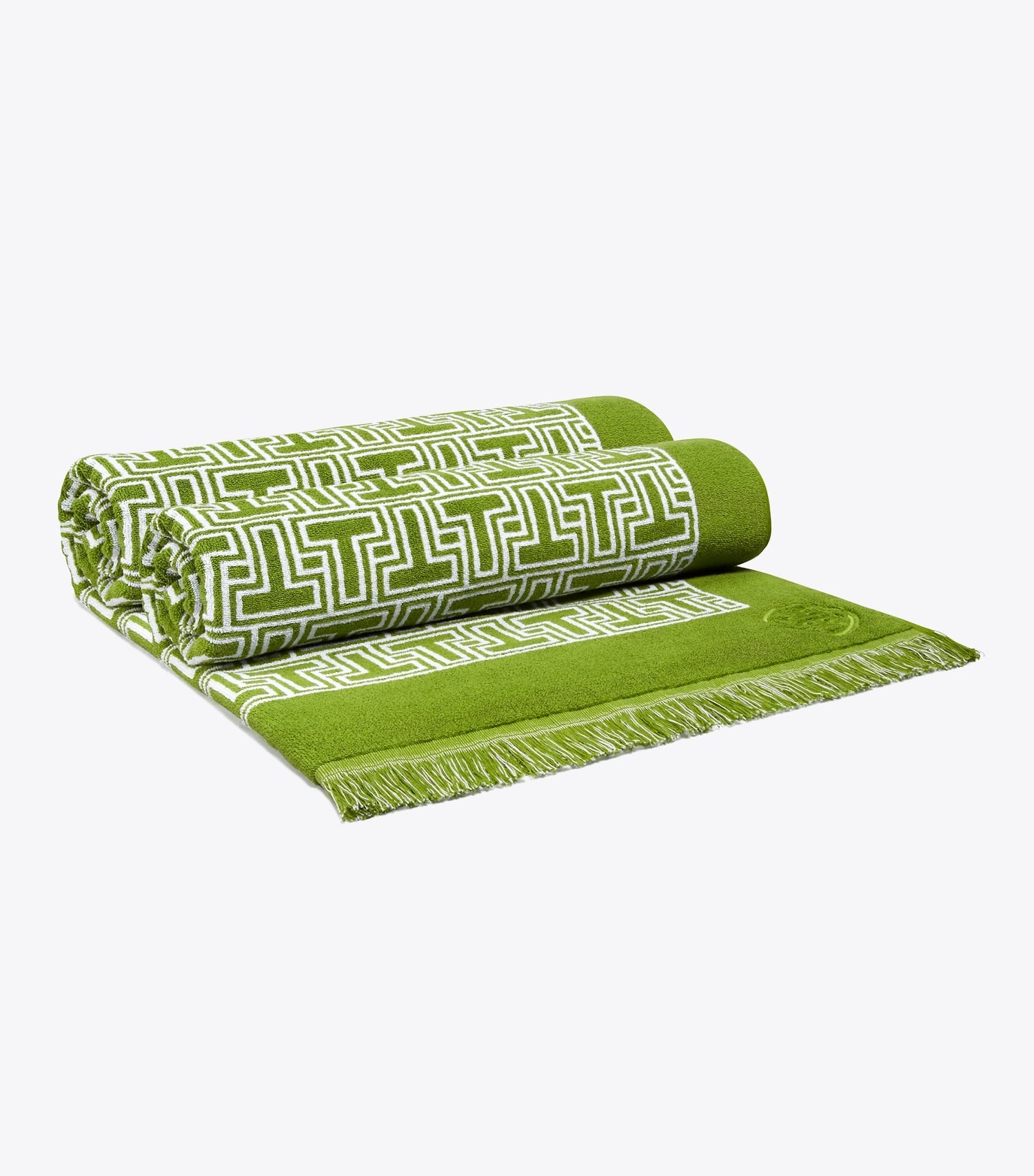 Tory Burch T-Tile Beach Towel - Spring Leaf/White