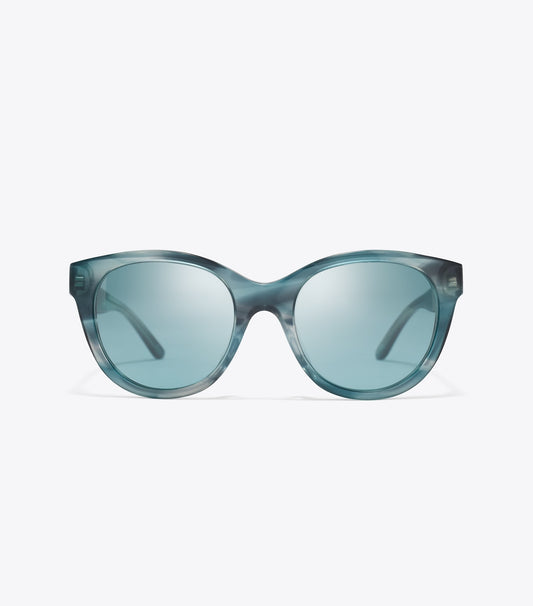 Tory Burch Miller Round Sunglasses - Teal Striated/Petrol Green