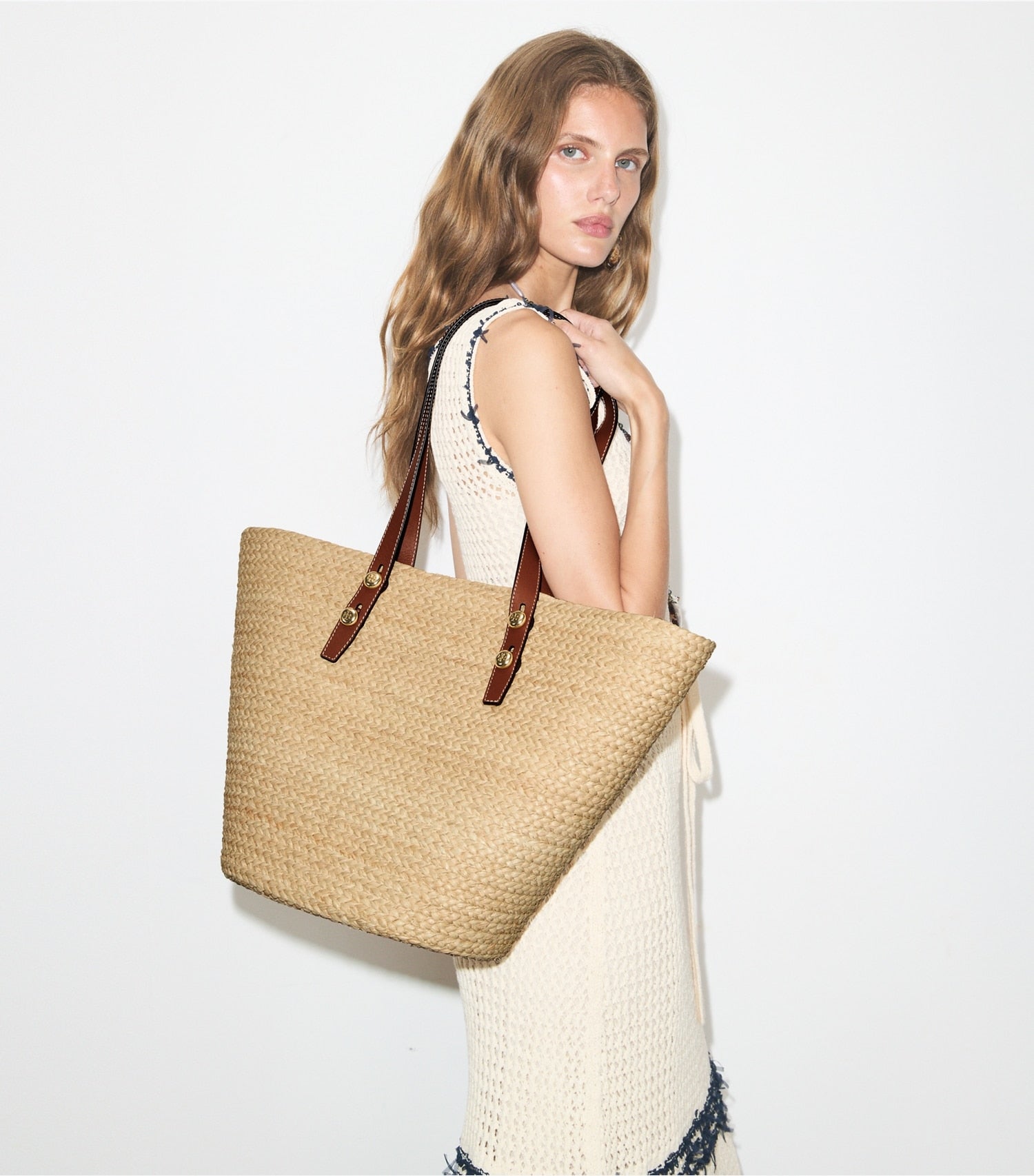 Tory Burch Large Romy Basket Tote - Natural
