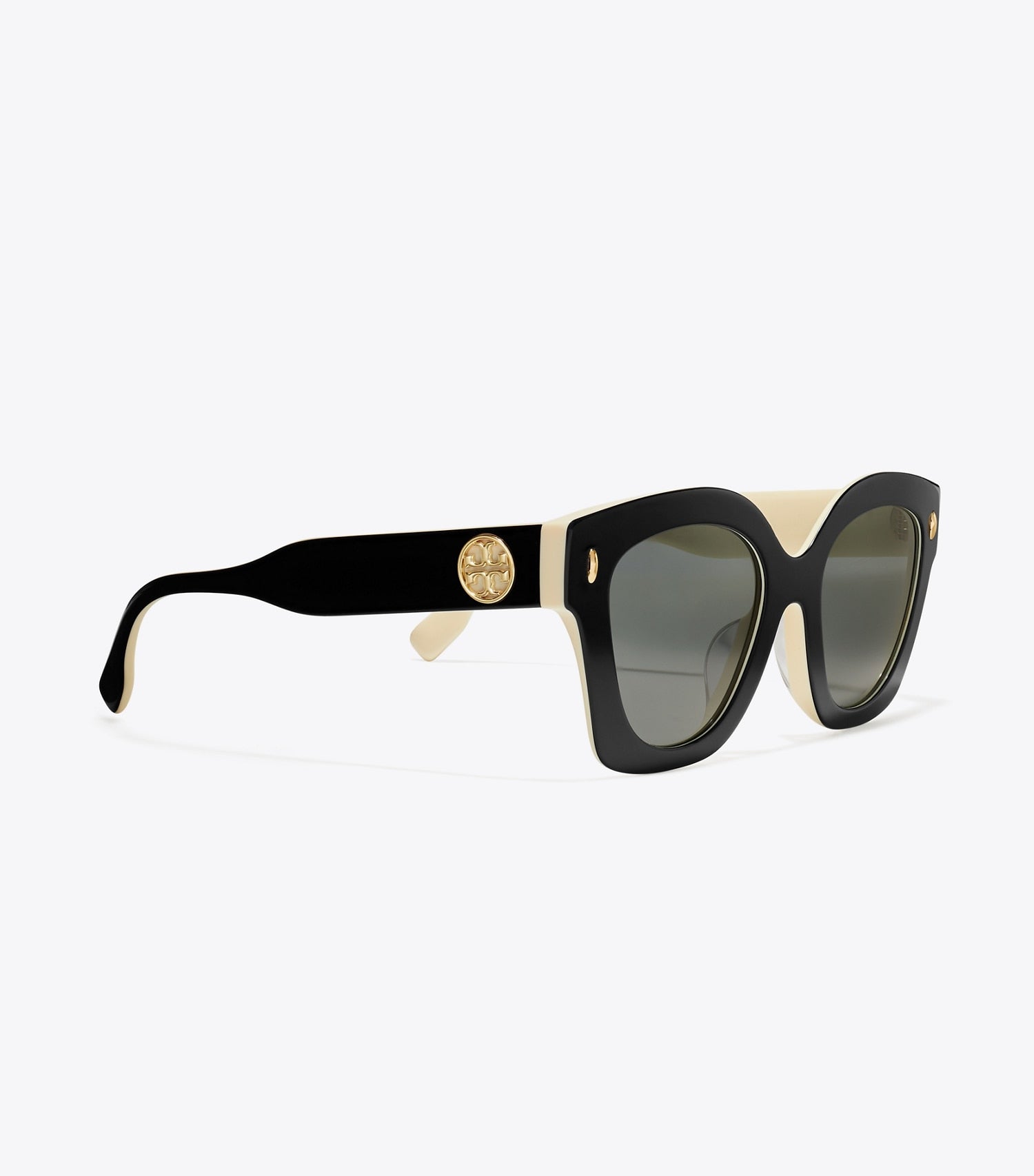 Tory Burch Miller Square Sunglasses - Black/Ivory/Dark Grey