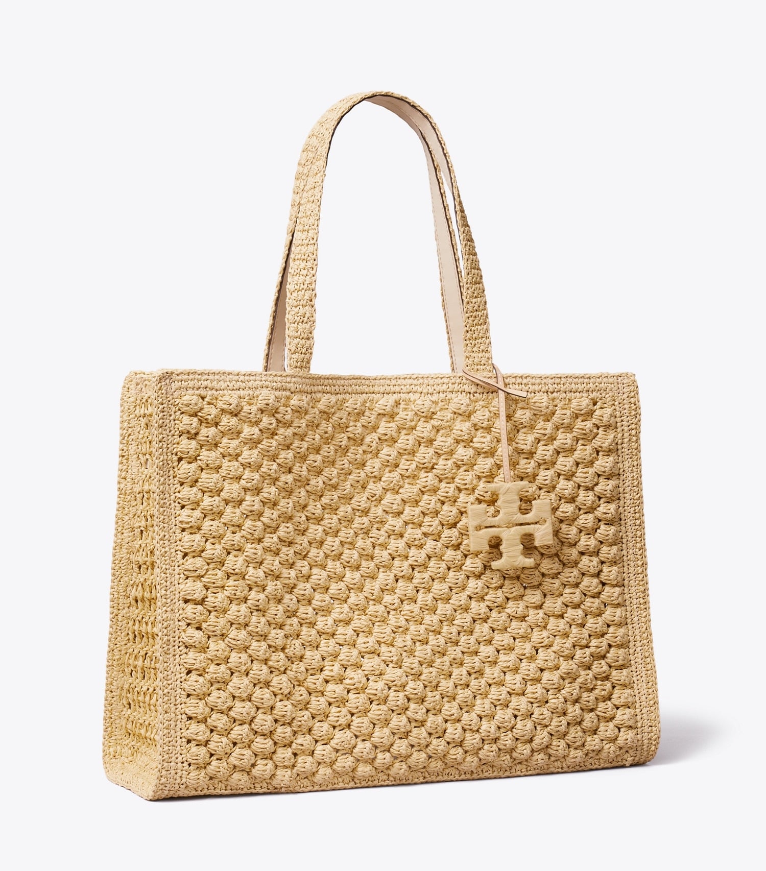 Tory Burch Large Ella Hand-Crocheted Popcorn Tote - Natural
