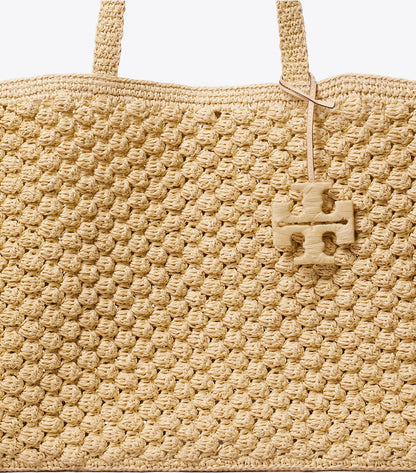 Tory Burch Large Ella Hand-Crocheted Popcorn Tote - Natural