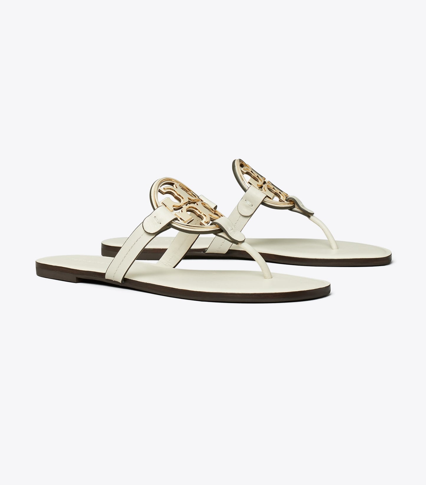 Tory Burch Metal Miller Sandal - Light Cream / Gold