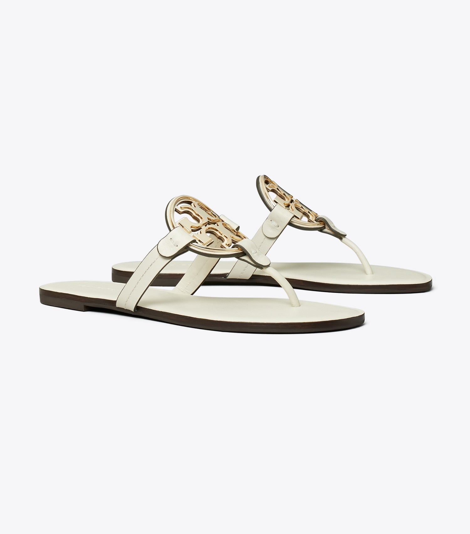 Tory Burch Metal Miller Sandal - Light Cream / Gold