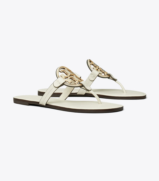 Tory Burch Metal Miller Sandal - Light Cream / Gold