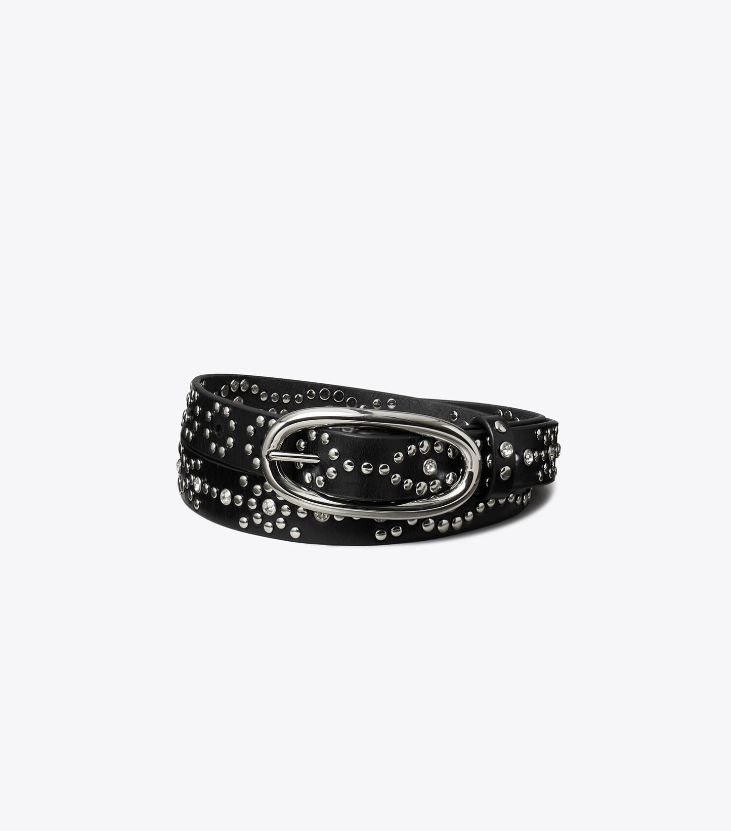 Tory Burch Pierced Studded Belt - Black/Silver