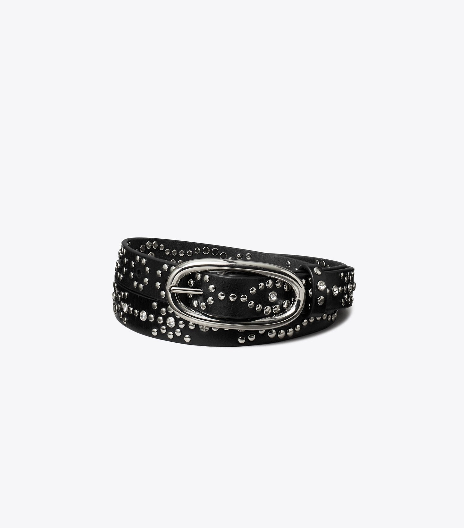 Tory Burch Pierced Studded Belt - Black/Silver