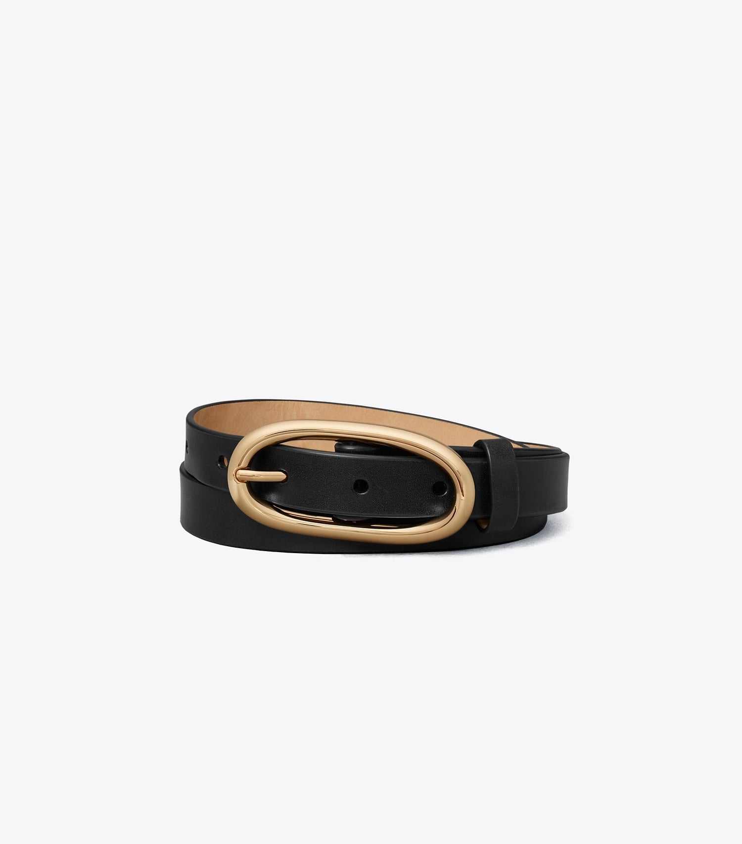 Tory Burch Large Pierced Buckle Belt - Black/Gold